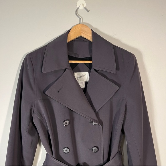 Jacqueline Ferrar Charcoal Double-Breasted Trench Coat Size Small - Picture 2 of 12